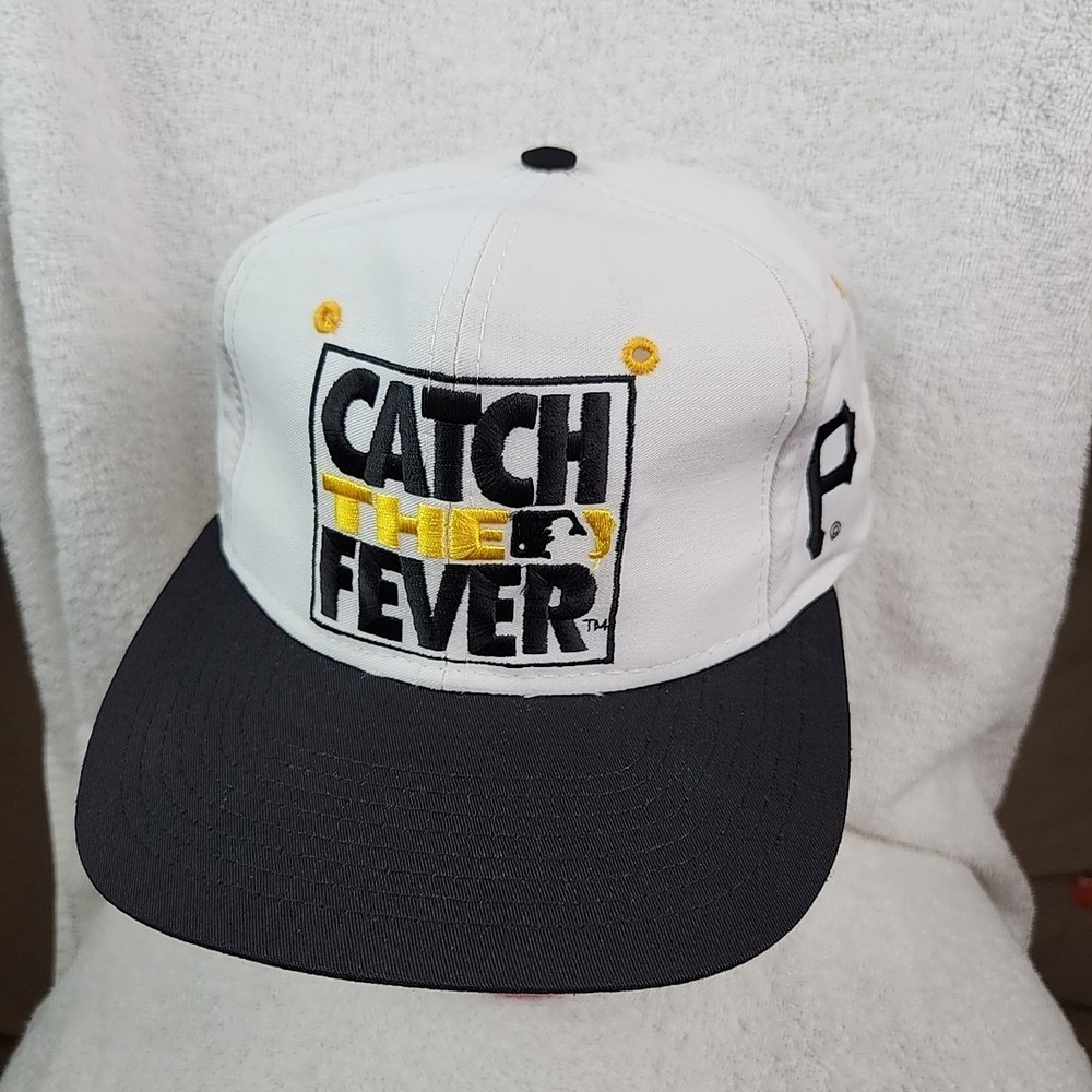 VTG The Game Catch The Fever Pittsburgh Pirates Hat Cap Snapback White Black 90s